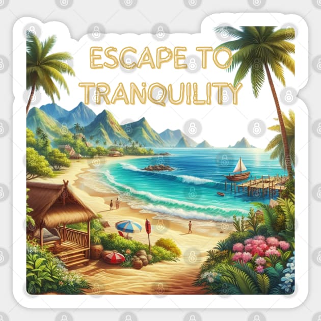 Escape to Tranquility  Tropical Beach Saltwater Therapy Sticker by MugMusewear